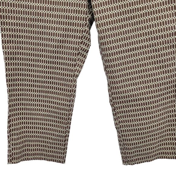 Tommy Bahama Capri Pants 12 Brown Mod Geometric Print Stretch Cotton Resort - Picture 6 of 13